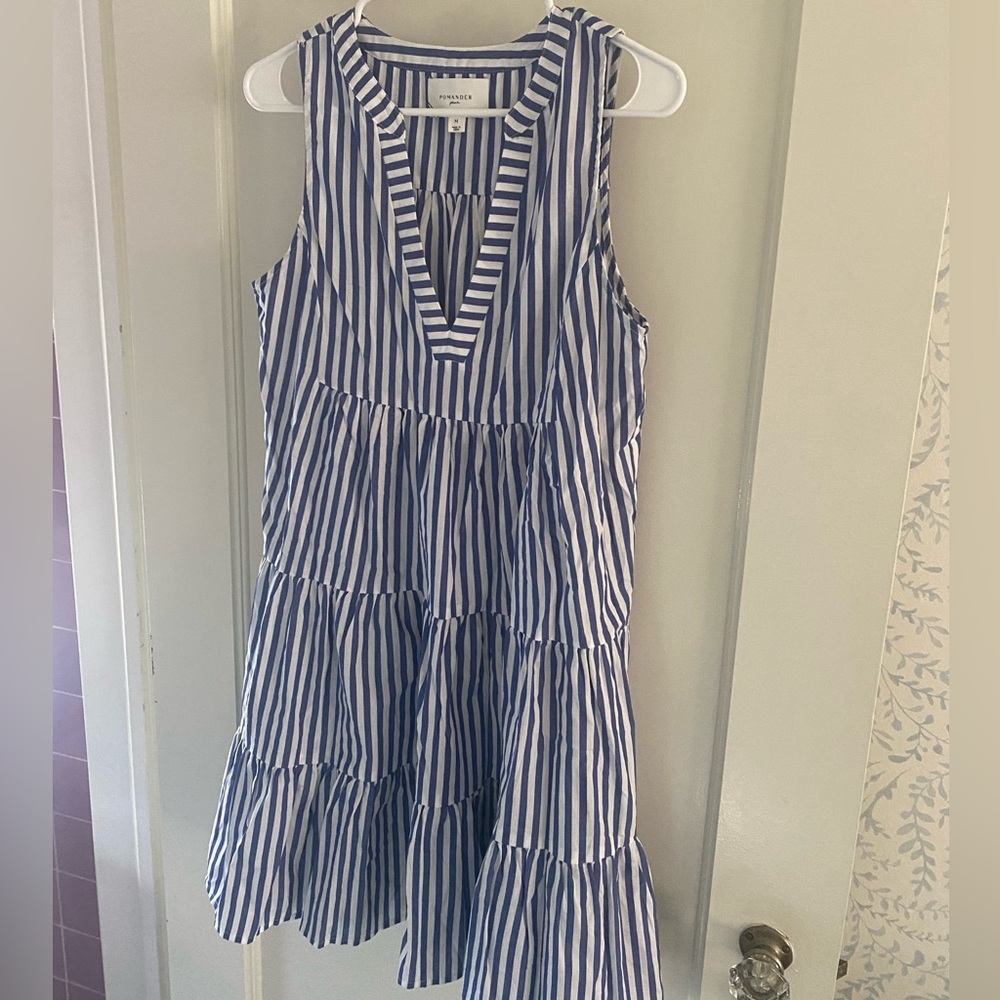 Tuckernuck Blue and White Stripe Sleeveless Cotton Poplin Kenzo Dress